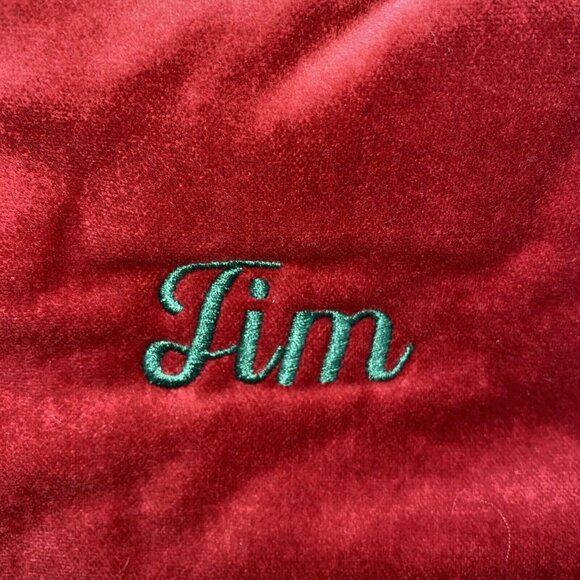 Pottery Barn Tim Velvet Stocking Christmas Holiday Xmas Monogram Green Red 19 in - Picture 2 of 9
